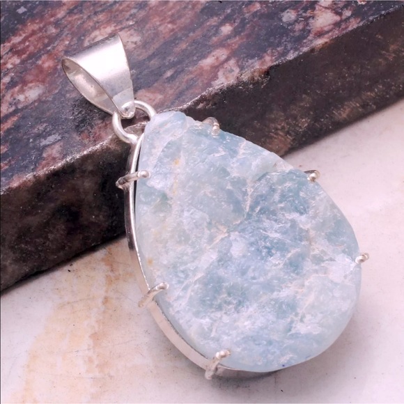 Jewelry - Rough Apatite Silver pendant